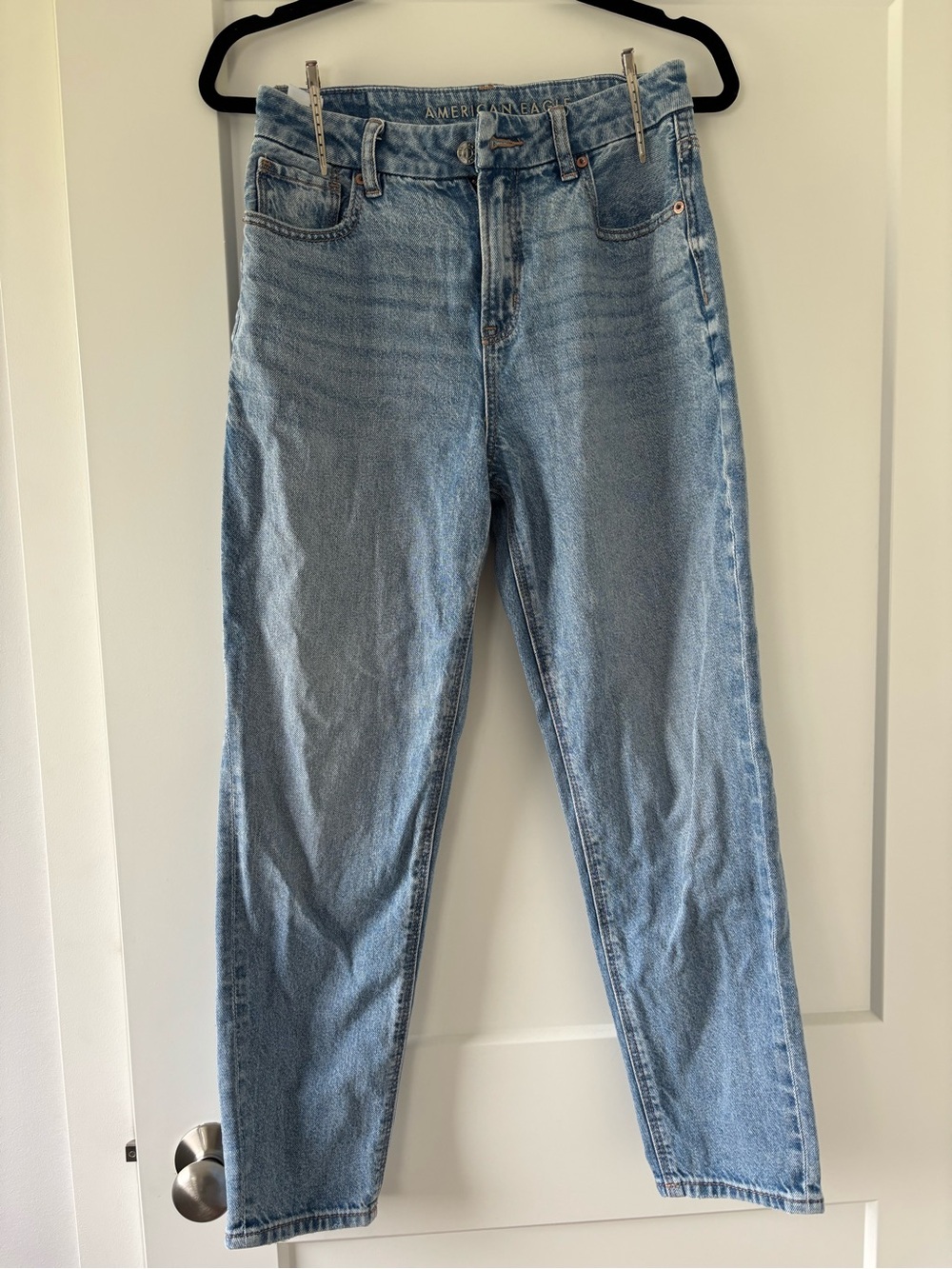 American Eagle Outfitters High-Rise Straight Light Blue Denim Jeans
